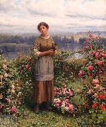 Daniel Ridgeway Knight Julia Gathering Roses Sweden oil painting artist